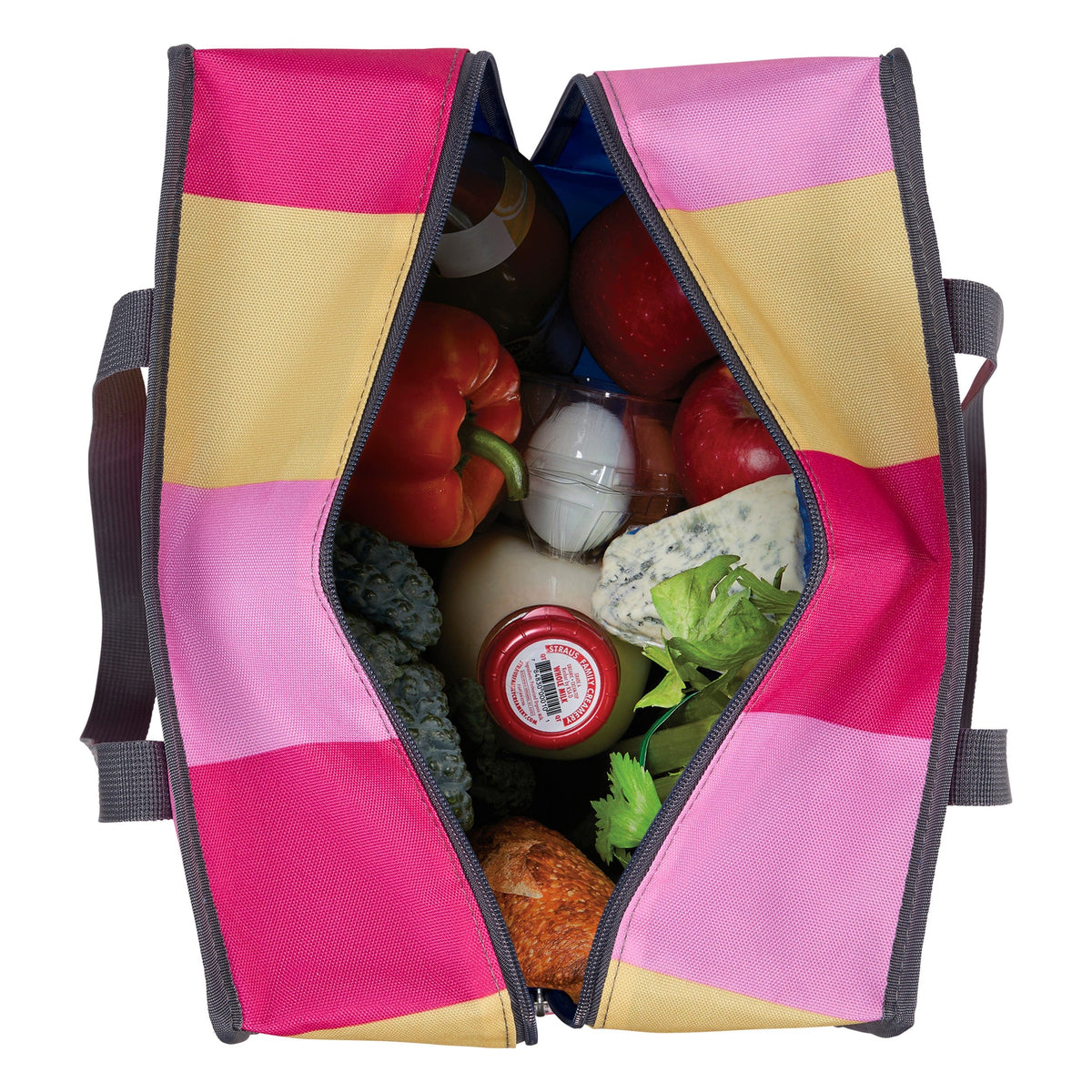 freezable-grocery-tote-k7 Freezable-Grocery-Tote-PinkStripes-Top-Down-Food-Combo-Filled_LORES.jpg