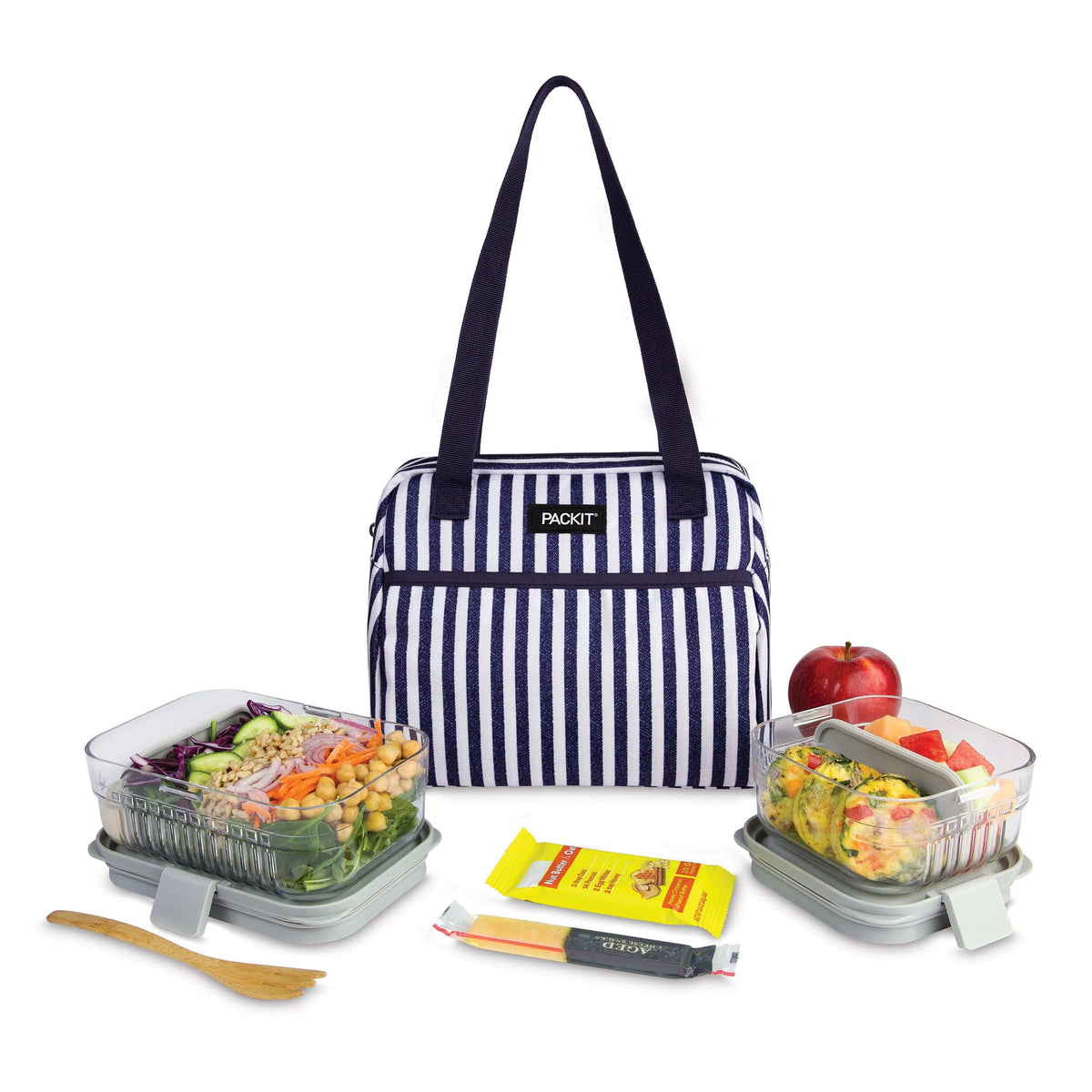 freezable-hampton-lunch-bag-w4 freezable-hampton-lunch-bag-seaside-stripe-front-food-combo.jpg
