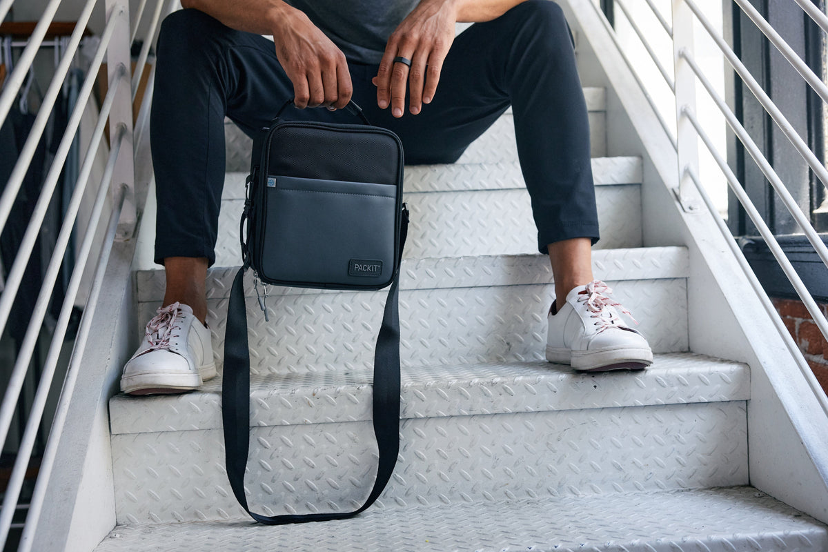 freezable-upright-lunch-box-o4 freezable-upright-lunch-box-black-gray-lifestyle-model-bag-only.jpg